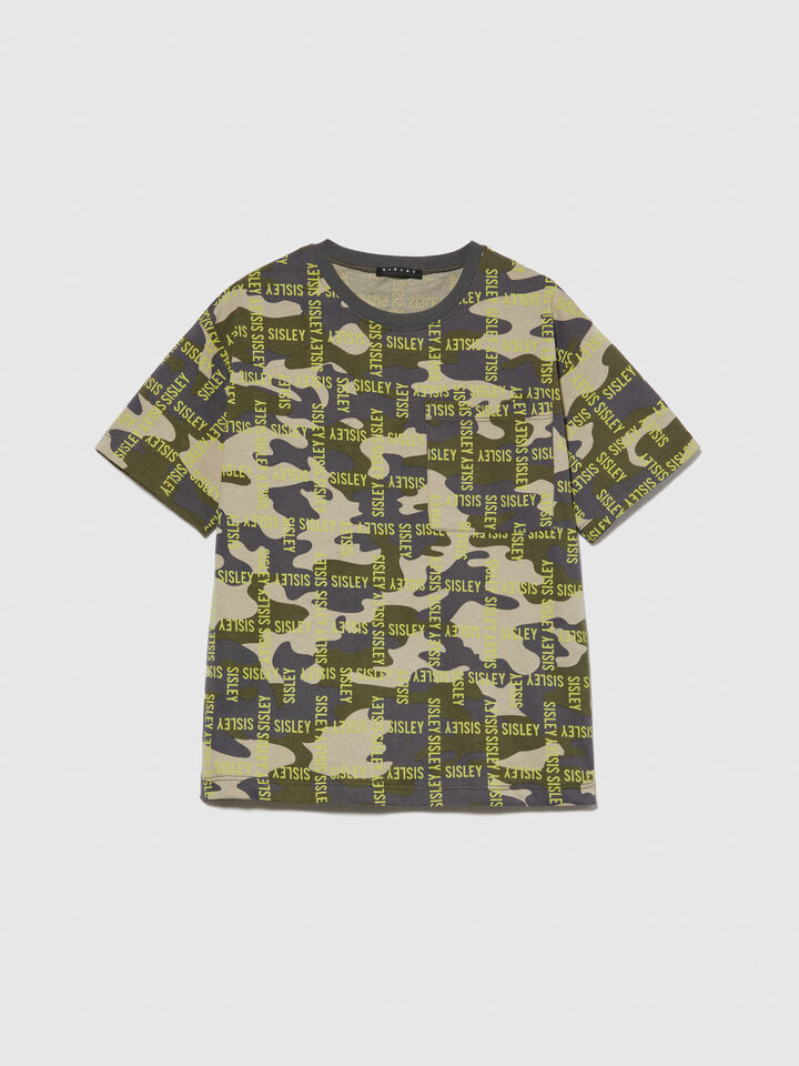 Camouflage t-shirt - boys' short sleeve t-shirts - Military Green | Sisley Young image number 2